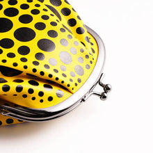 Load image into Gallery viewer, Yayoi Kusama Pumpkin Coin Purse Wallet Yellow Black Dot Leather MoMA Yayoi Kusama