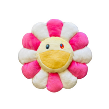 Load image into Gallery viewer, Takashi Murakami flower pillow cushion pink yellow face kaikai kiki