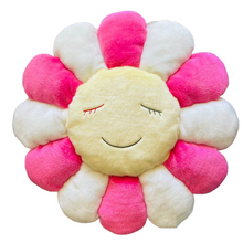 Load image into Gallery viewer, Takashi Murakami flower pillow cushion pink yellow face kaikai kiki