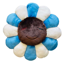 Load image into Gallery viewer, Takashi Murakami flower pillow cushion blue brown kaikai kiki