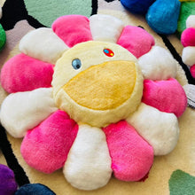 Load image into Gallery viewer, Takashi Murakami flower pillow cushion pink yellow face kaikai kiki
