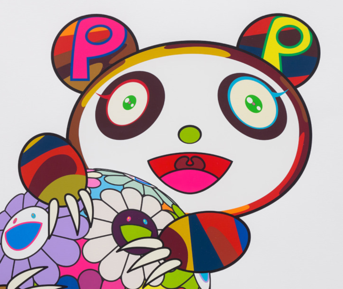 TAKASHI MURAKAMI 'A Panda Cub Hugging a Ball of Flowers' SIGNED Silkscreen  Print