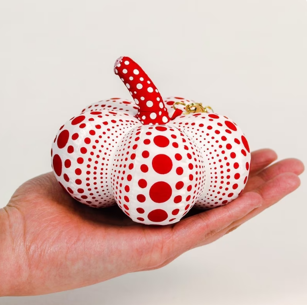 Yayoi Kusama soft sculpture pumpkin keychain