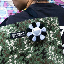 Load image into Gallery viewer, Takashi Murakami Black Grey Flower Plush Keychain
