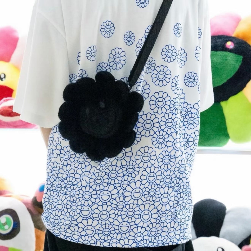 Takashi Murakami rainbow flower shoulder bag all black