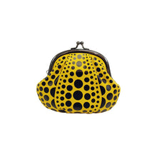 Load image into Gallery viewer, Yayoi Kusama Pumpkin Coin Purse Wallet Yellow Black Dot Leather MoMA Yayoi Kusama
