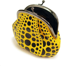 Load image into Gallery viewer, Yayoi Kusama Pumpkin Coin Purse Wallet Yellow Black Dot Leather MoMA Yayoi Kusama
