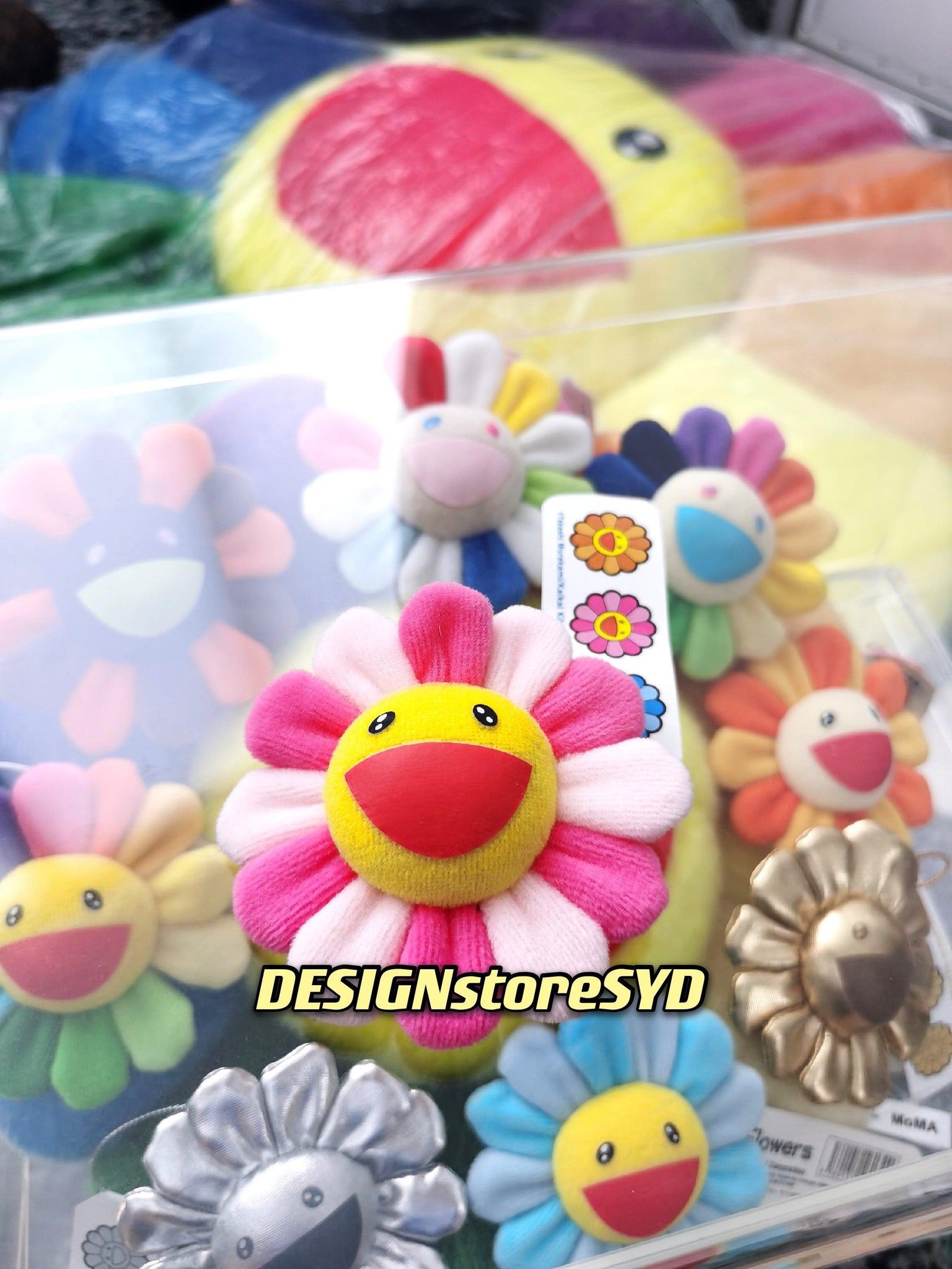 Binpure Newest Flower Takashi Murakami Kiki Kaikai Brooch Rainbow Sunflower  Pin Badge Strap Plush Cute Toys 