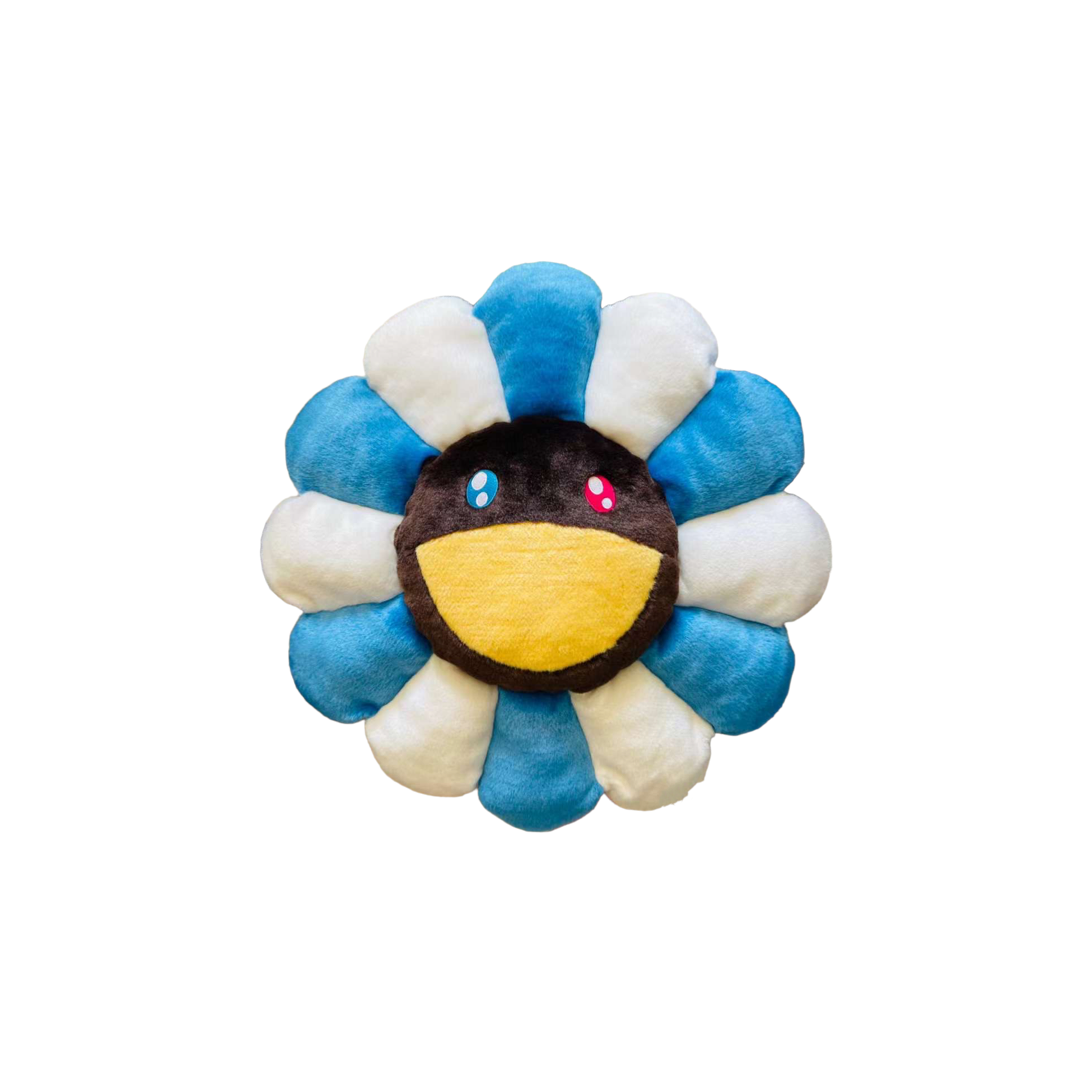 Takashi Murakami flower pillow cushion blue brown kaikai kiki