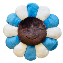 Load image into Gallery viewer, Takashi Murakami flower pillow cushion blue brown kaikai kiki
