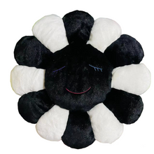 Load image into Gallery viewer, Takashi Murakami flower pillow cushion black and white kaikai kiki
